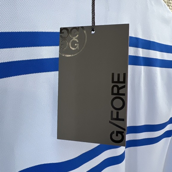 G/FORE Mens Golf Offset Multi Stripe Polo S/S Shirt Blue Size Small New With Tag - Picture 5 of 12